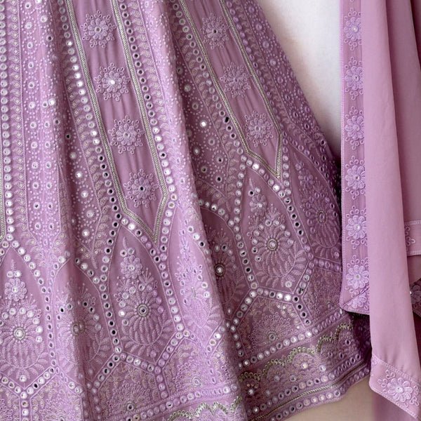 Light Purple color Mirror Embroidery work Designer Wedding Lehenga Choli - Image 5