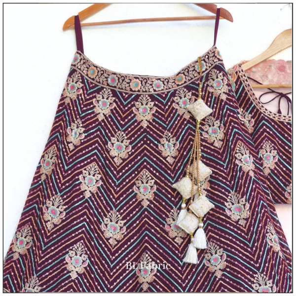 Purple color Bridal wear designer Bridal Lehenga Choli - Image 4