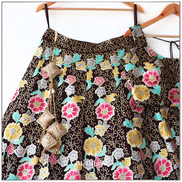 Brown color Embroidery & Sequence work Designer Wedding Lehenga Choli - Image 4