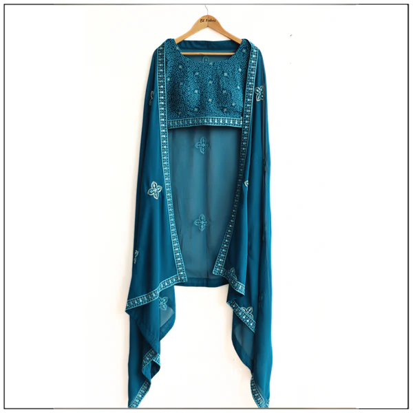 Firozi color Mirror & Sequence Embroidery work Designer Wedding Lehenga Choli - Image 2