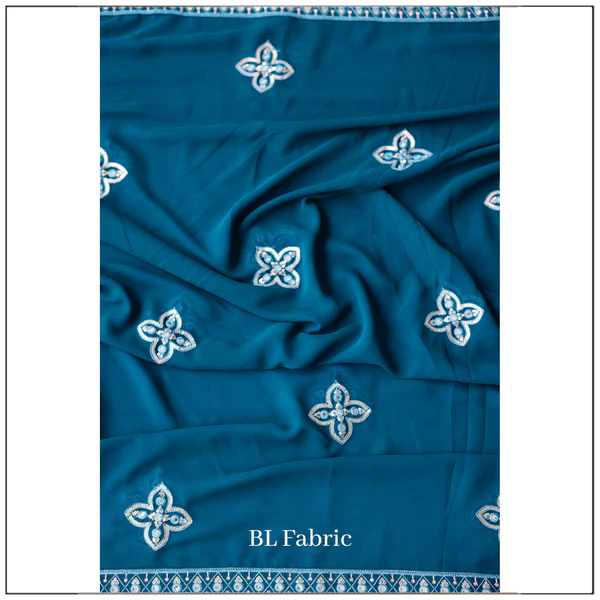 Firozi color Mirror & Sequence Embroidery work Designer Wedding Lehenga Choli - Image 3