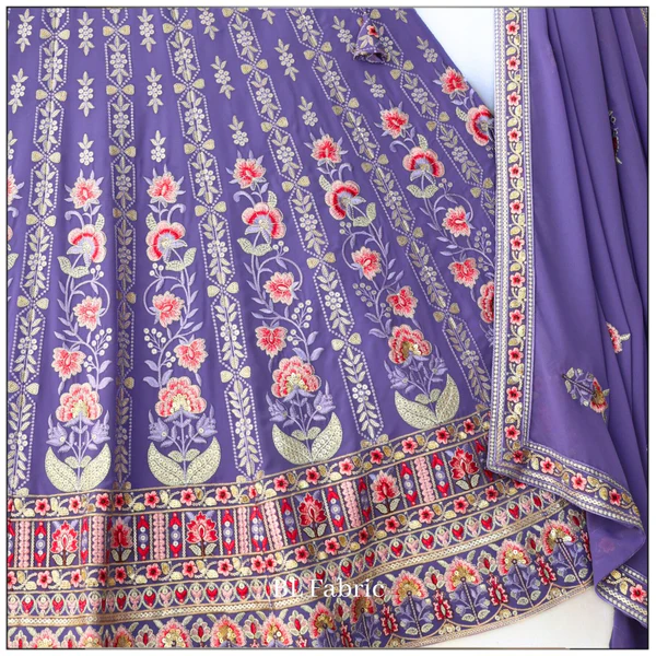 Rosy Purple color Sequence & Thread Embroidery work Designer Wedding Lehenga Choli - Image 5