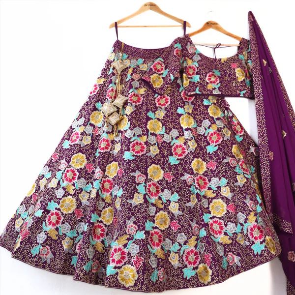 Purple color Embroidery & Sequence work Designer Wedding Lehenga Choli